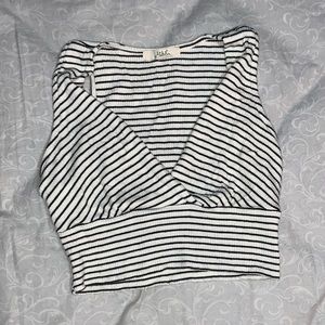 White / Blue striped crop - small